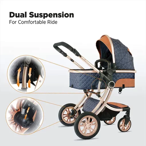 [Refurbished] StarAndDaisy Ultima Luxury Newborn Stroller with Seating / Sleeping Bassinet, Multi-Functional, Multi-adjustments (Black) - Image 8