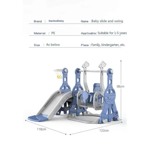 [Refurbished] StarAndDaisy Toddler Climber Slide and Swing Station – Blue (Multi Gym) - Image 4