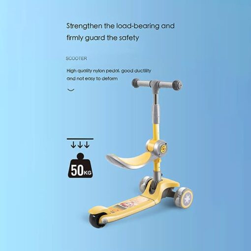 StarAndDaisy Sit N Slide Kids Kick scooter- 3 wheel scooter (Suitable for 2-10 Yrs) Adjustable Height, Foldable Scooter, Removable Seat, 3 LED Light Wheels, Rear Brake, Wide Standing Board, Outdoor Activities for Boys/Girls (Blue) - Image 5