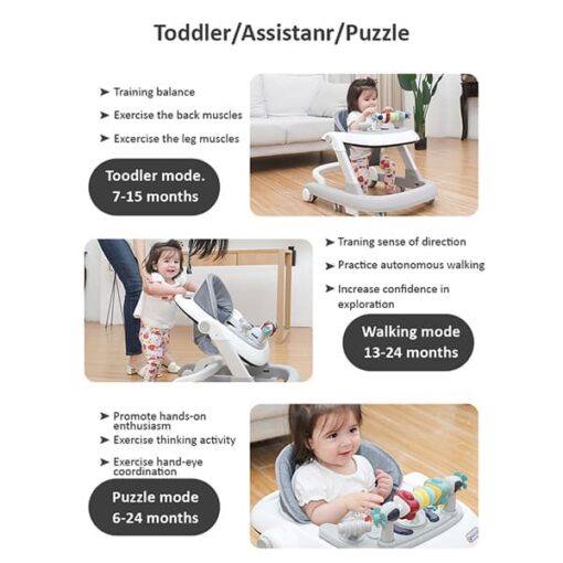 [Refurbished] StarAndDaisy Tiny Steps Baby Walker 2-in-1 Infant & Baby Activity Walker - Seated or Walk-Behind (Blue) *Without Floor mat - Image 12
