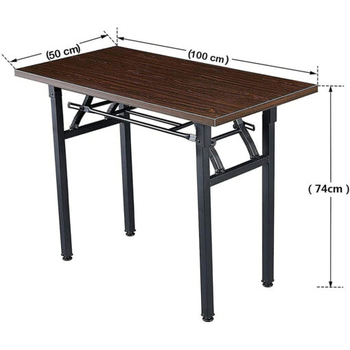 SND Homes Computer Desk Folding Table No-Assembly Modern Desk for Small Spaces Study Writing Desk with Storage Shelf Desks for Students and Work from Home (100 X 50 cm Walnut Brown) - Image 7