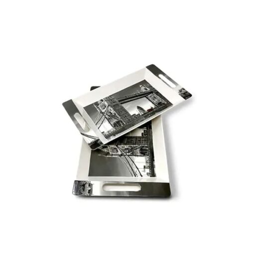 Best Serving Trays with Handles - SND Homes Melamine Serving Tray with Handles -Roseate Series Tray Set of 2 - Image 2