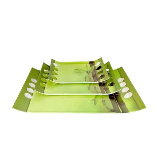 SND Homes Premium Melamine Break Resistant Flora Serving Tray - Set of 3