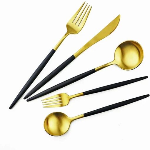 SND Homes Premium Royal Cutlery Set, Made of SUS 304, Gold Polished, High-end for Fine Dining (Set of 6 X Spoons, Forks, Knives (Total 18)) - Image 3