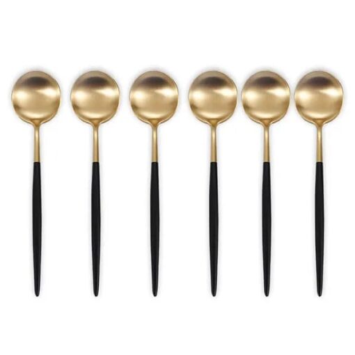 SND Homes Premium Royal Cutlery Set, Made of SUS 304, Gold Polished, High-end for Fine Dining (Set of 6 Dining Spoons)
