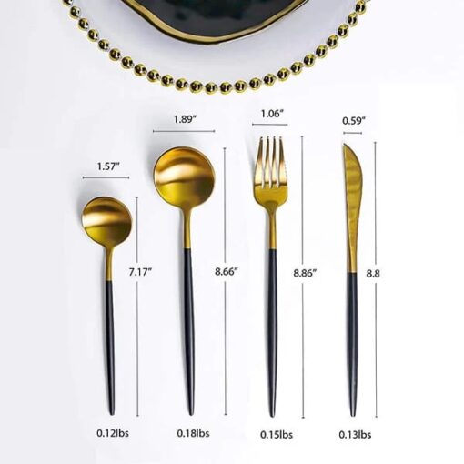 SND Homes Premium Royal Cutlery Set, Made of SUS 304, Gold Polished, High-end for Fine Dining (Set of 6 X Spoons, Forks, Knives (Total 18)) - Image 2