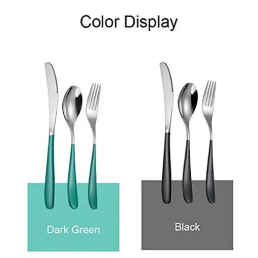 SND Homes Delicacy Cutlery for Fine Dining, Made of SUS 304 Glossy Silver Finish Spoon/ Forks/ Knives (Set of 6 Silver Black Spoon) - Image 3