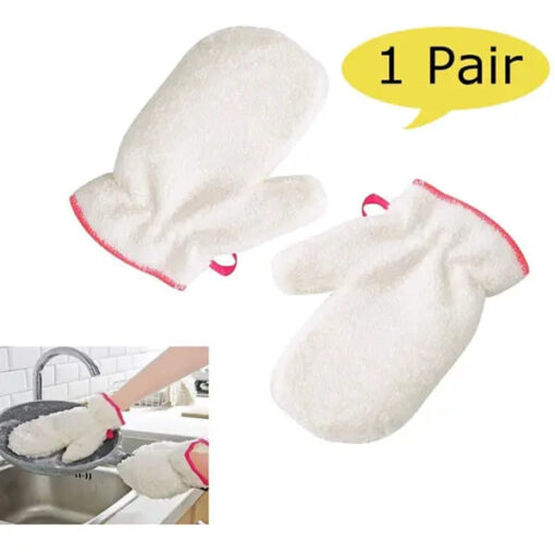 SND Homes Pureatiac by Cleaning Kitchen Clothes Gloves, White Washcloths Towels, Rags, Absorbent Sponge (1 Pair Hand Gloves) - Image 2