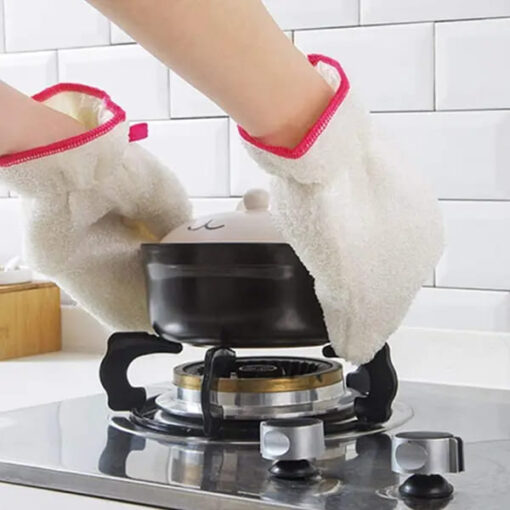 SND Homes Pureatiac by Cleaning Kitchen Clothes Gloves, White Washcloths Towels, Rags, Absorbent Sponge (1 Pair Hand Gloves) - Image 3