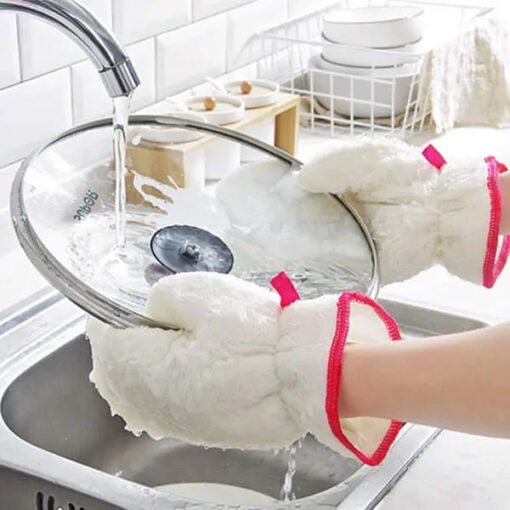 SND Homes Pureatiac by Cleaning Kitchen Clothes Gloves, White Washcloths Towels, Rags, Absorbent Sponge (1 Pair Hand Gloves)
