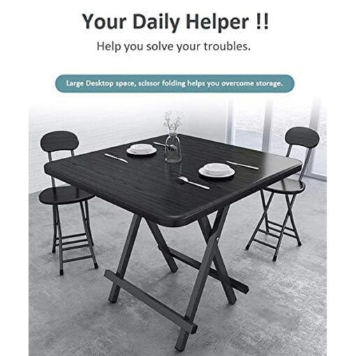 SND Homes Utilite Easy Folding, Multipurpose Outdoor Lawn Coffee Scissor Table (Large Size | Black | 70cm By 70 cm ) - Image 2