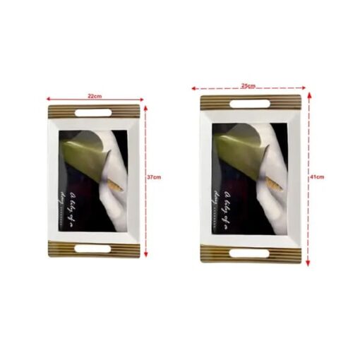 SND Homes Crystal Melamine Serving Tray, Set of 2 (Multicolour, White , Medium and Large Size) - Image 3