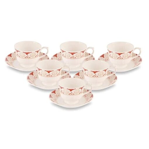 SND Homes Cup Saucer Sets with 6 Cups + 6 Saucer - New Modern Design Fine Bone China Ceramics Tableware, Premium Light Tea/Coffee Cups (Set of 6 Cups + 6 Saucer in a Box) *Made in India* - Image 3
