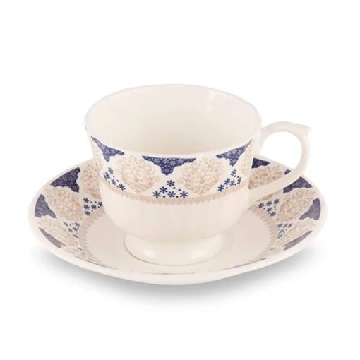 SND Homes Cup Saucer Sets with 6 Cups + 6 Saucer - New Modern Design Fine Bone China Ceramics Tableware, Set of 6 Cups + 6 Saucer