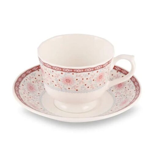 SND Homes Cup Saucer Sets with 6 Cups + 6 Saucer - New Modern Design Fine Bone China Ceramics Tableware Tea and Coffee Cups Set