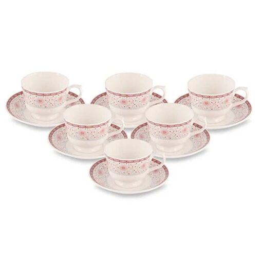 SND Homes Cup Saucer Sets with 6 Cups + 6 Saucer - New Modern Design Fine Bone China Ceramics Tableware Tea and Coffee Cups Set - Image 4