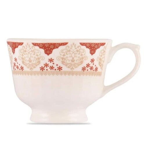 SND Homes Cup Saucer Sets with 6 Cups + 6 Saucer - New Modern Design Fine Bone China Ceramics Tableware, Premium Light Tea/Coffee Cups (Set of 6 Cups + 6 Saucer in a Box) *Made in India*