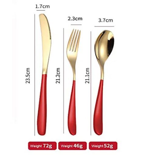 SND Homes Efficacy Fine Dining Cutlery, Made of SUS 304, Spoon/Forks/Knives (6 X Red Gold Knives) - Image 4
