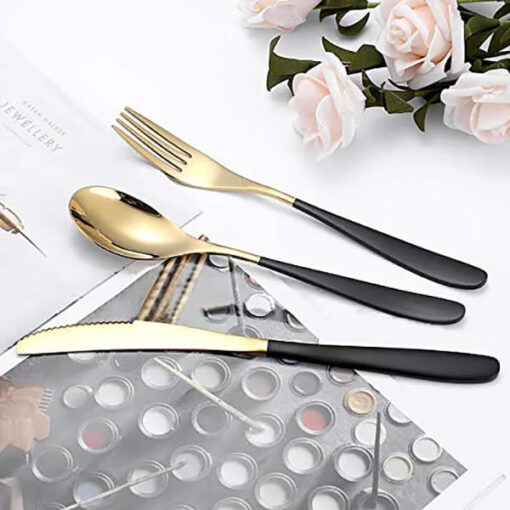 SND Homes Efficacy Fine Dining Cutlery, Made of SUS 304, Spoon/Forks/Knives (6 X Red Gold Spoon) - Image 2