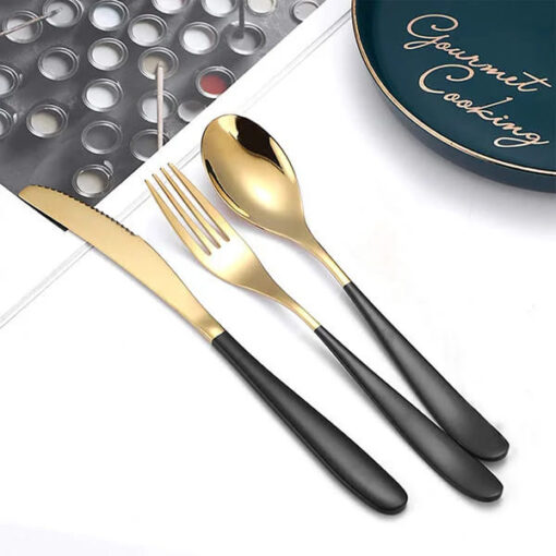SND Homes Efficacy Fine Dining Cutlery, Made of SUS 304, Spoon/Forks/Knives (6 X Red Gold Spoon) - Image 3
