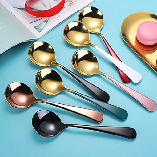 SND Homes Efficacy Fine Dining Cutlery, Made of SUS 304, Spoon / Forks/ Knives (Set of 6 Gold Red Multi-Utility Spoon) - Image 4