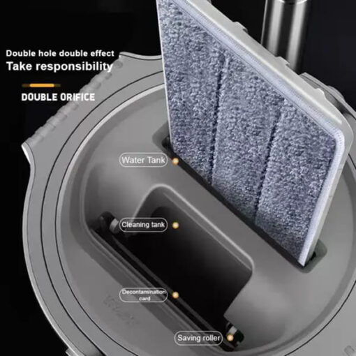 SND Homes I-Mop : The Ultimate Flat Mop with 360° rotating head, SS Rod, Premium Scrapper and Super absorbent Microfiber Mop Pads (2+2Free) - Image 3