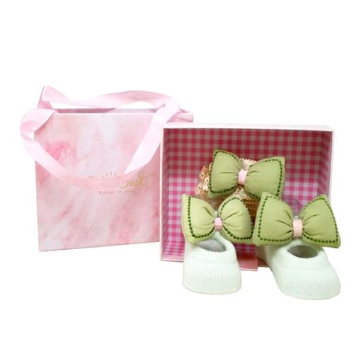 StarAndDaisy Baby Shoes and Hair Accessories for New Born Baby Girl 6 Months and 12 Months (Green) - Image 3