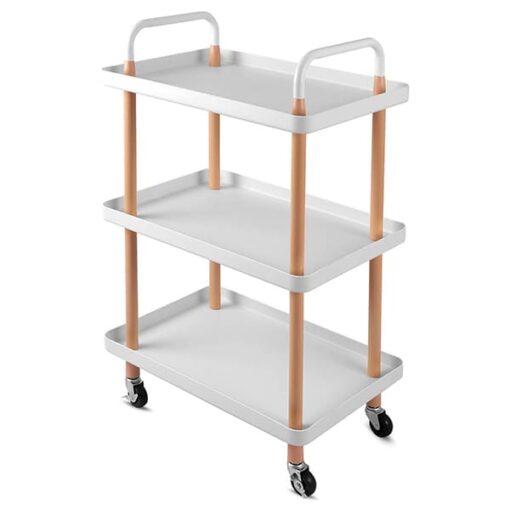 SND Homes 3 Tier Rectangle Rolling Cart Trolley - White