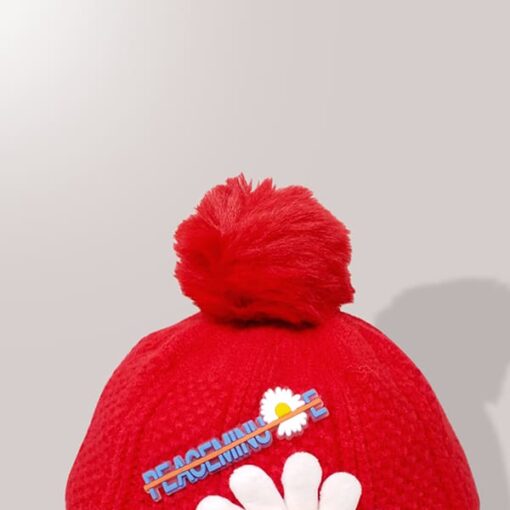 StarAndDaisy Kids Woolen Cap (Upto 4 years kids – Red) - Image 2