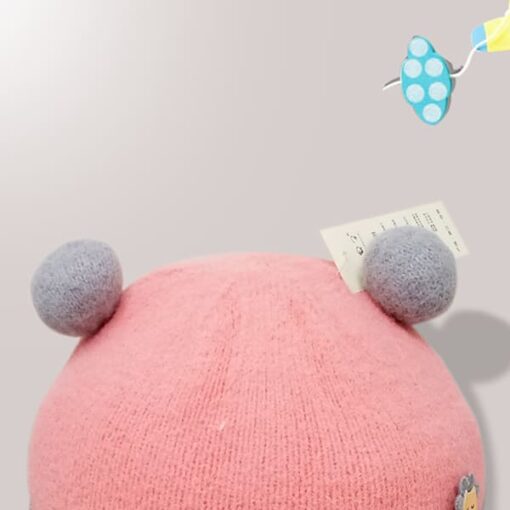 StarAndDaisy Kids Winter Cap (Upto 4 years kids – Baby Pink & Grey) - Image 4