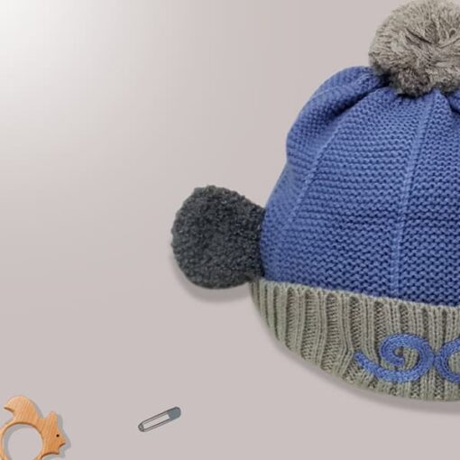 StarAndDaisy Kids Winter Cap (Upto 4 years kids – Blue & Grey) - Image 3