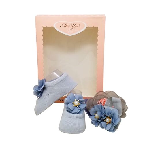 StarAndDaisy Baby Shoes and Hair Accessories for New Born Baby Girl 6 Months and 12 Months (Blue) - Image 3