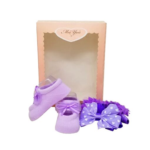 StarAndDaisy Baby Shoes and Hair Accessories for New Born Baby Girl 6 Months and 12 Months (Purple) - Image 2