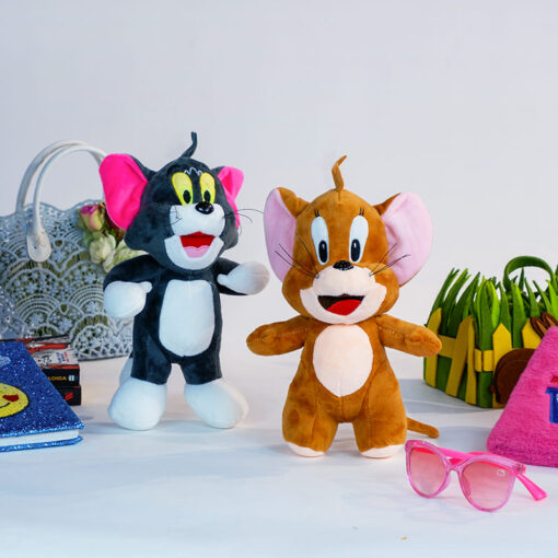 StarAndDaisy Cuddle Toys Series - Tom & Jerry Couple Plush - Super Soft High Quality (Size - 25cm | Color - Brown & Dark Grey)
