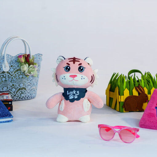StarAndDaisy Cuddle Toys Series - Lucky The Tiger Plush - Super Soft High Quality (Size - 25cm | Color - Pink & White)