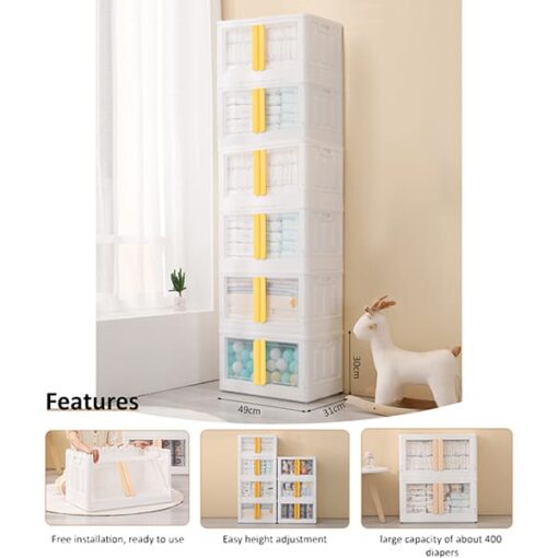 StarAndDaisy Kids Wardrobe - Storage Cabinet - Portable Almira with Drawers & Convertible Design -(6 stackable cuboids | 32 Lt) - Image 2