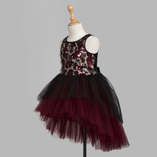 Maroon Girls Party Wear Dress - Image 4