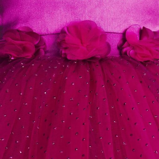Toy Balloon Kids Fuchsia Pink High-Low Girls Party Wear Dress - Image 3