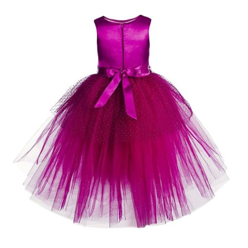 Toy Balloon Kids Fuchsia Pink High-Low Girls Party Wear Dress - Image 4