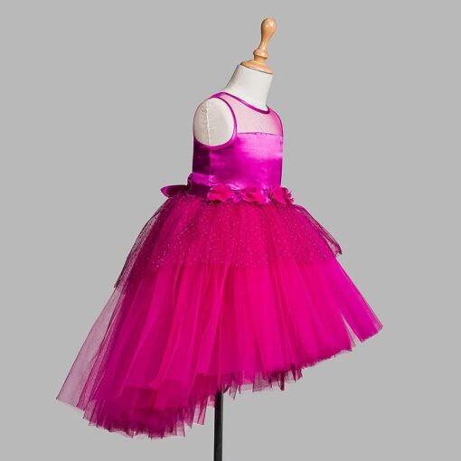 Toy Balloon Kids Fuchsia Pink High-Low Girls Party Wear Dress - Image 6
