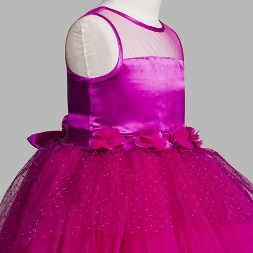 Toy Balloon Kids Fuchsia Pink High-Low Girls Party Wear Dress - Image 7