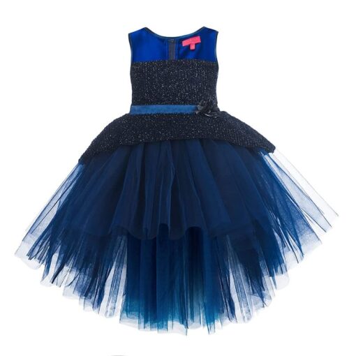 Navy Blue Girls Party Wear Dress - Image 2