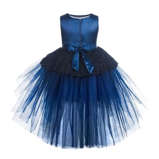 Navy Blue Girls Party Wear Dress - Image 4