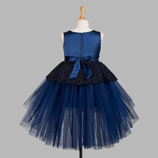 Navy Blue Girls Party Wear Dress - Image 8