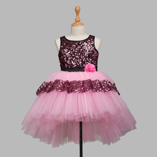 Baby Pink Girls Party Wear Dress
