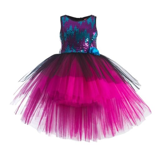Maroon Sleeveless Applique Party Dress - Image 2