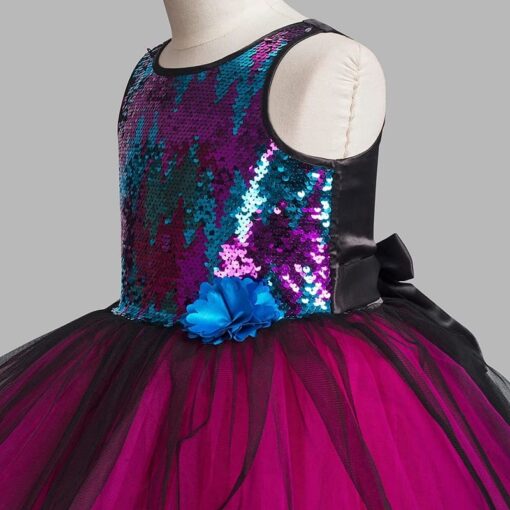 Maroon Sleeveless Applique Party Dress - Image 5