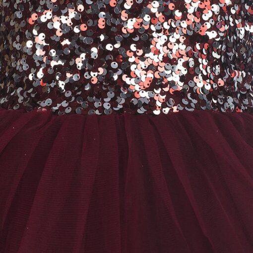 Pink Sequined High Low Girls Party Wear Dress - Image 3