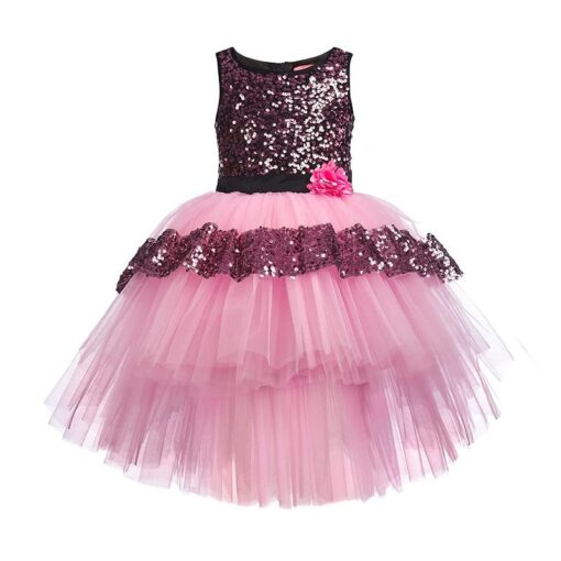 Baby Pink Girls Party Wear Dress - Image 2
