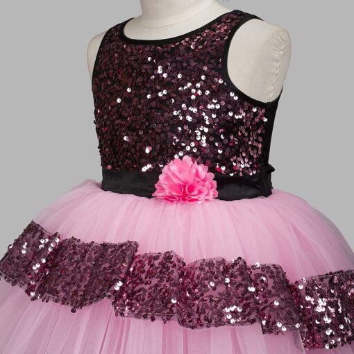 Baby Pink Girls Party Wear Dress - Image 7